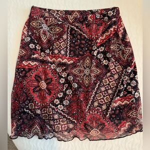 Lulus Red Paisley mini skirt